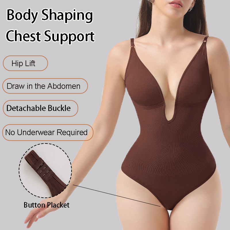 Shapewear Bodysuit Firm - 여성용 심리스 쉐이프웨어 백리스 바디수트 딥