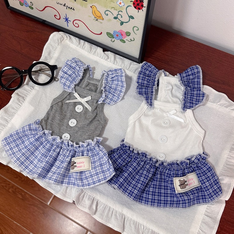 애완동물 드레스 여름 조끼 체크 레이스 인스 스커트 고 - Lace Teddy Lingerie 리뷰 및 가격